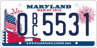 MD license plate 0BC5531