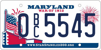MD license plate 0BC5545