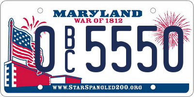 MD license plate 0BC5550