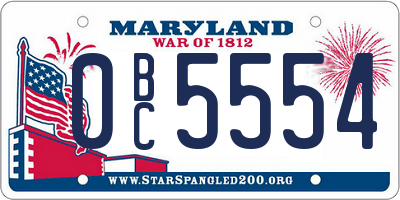 MD license plate 0BC5554