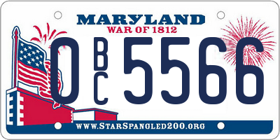 MD license plate 0BC5566