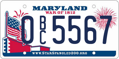 MD license plate 0BC5567