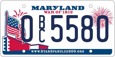 MD license plate 0BC5580