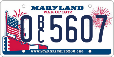 MD license plate 0BC5607