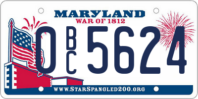 MD license plate 0BC5624