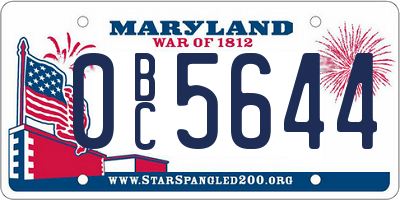 MD license plate 0BC5644