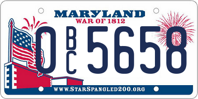 MD license plate 0BC5658
