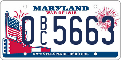 MD license plate 0BC5663