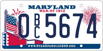 MD license plate 0BC5674