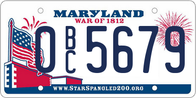 MD license plate 0BC5679