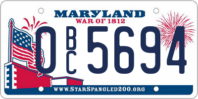 MD license plate 0BC5694
