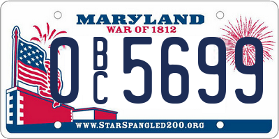 MD license plate 0BC5699