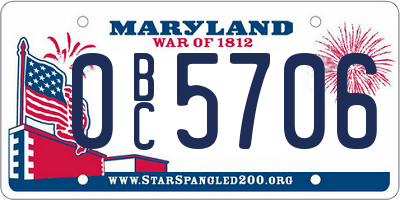 MD license plate 0BC5706