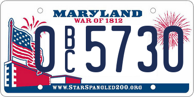 MD license plate 0BC5730