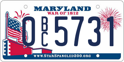 MD license plate 0BC5731