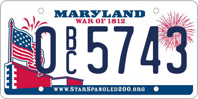 MD license plate 0BC5743