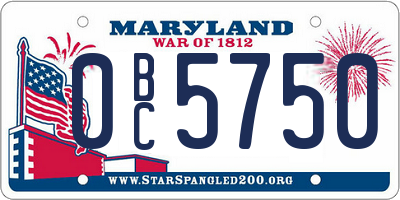 MD license plate 0BC5750