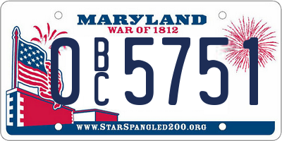 MD license plate 0BC5751
