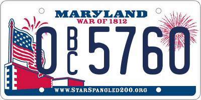 MD license plate 0BC5760
