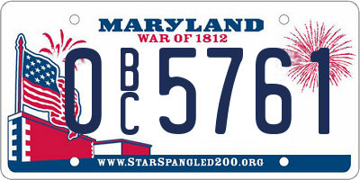 MD license plate 0BC5761