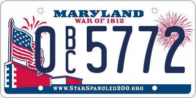 MD license plate 0BC5772