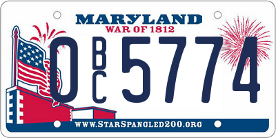 MD license plate 0BC5774