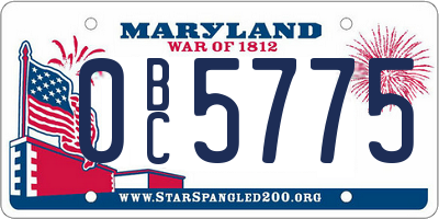MD license plate 0BC5775