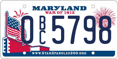 MD license plate 0BC5798