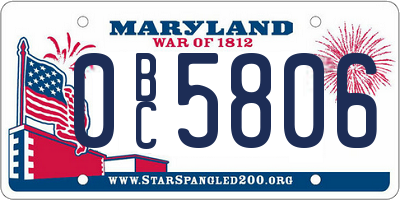 MD license plate 0BC5806