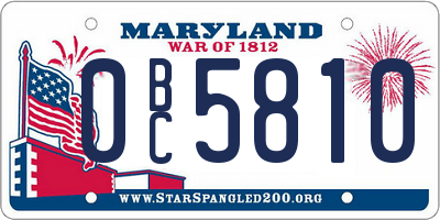 MD license plate 0BC5810