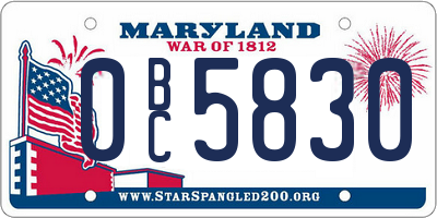 MD license plate 0BC5830