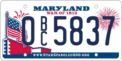 MD license plate 0BC5837