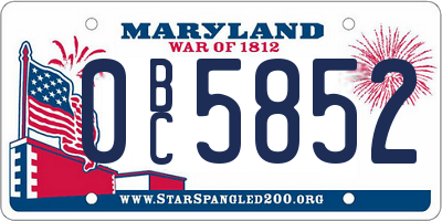 MD license plate 0BC5852