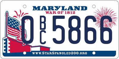 MD license plate 0BC5866
