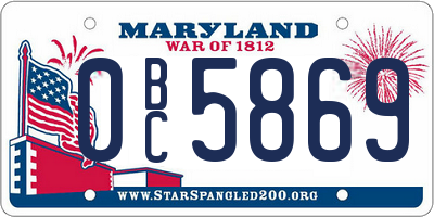 MD license plate 0BC5869