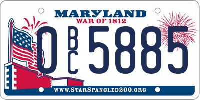MD license plate 0BC5885