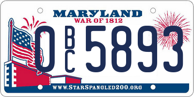 MD license plate 0BC5893