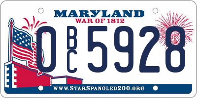 MD license plate 0BC5928