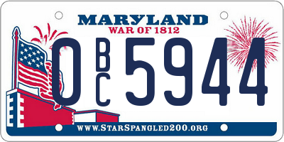 MD license plate 0BC5944