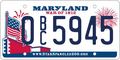 MD license plate 0BC5945