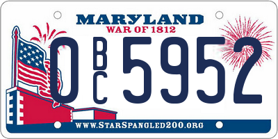 MD license plate 0BC5952
