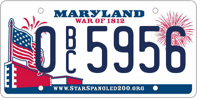 MD license plate 0BC5956