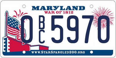 MD license plate 0BC5970