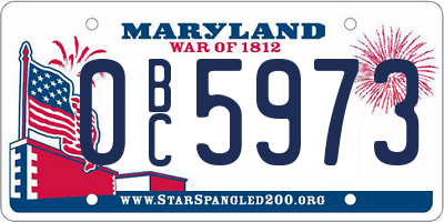 MD license plate 0BC5973