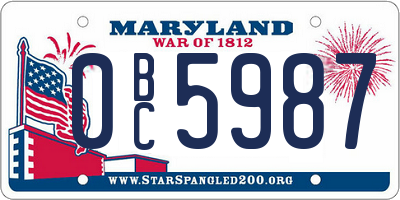 MD license plate 0BC5987