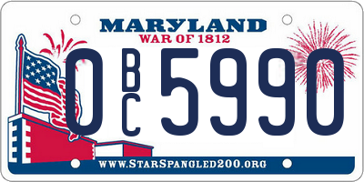 MD license plate 0BC5990
