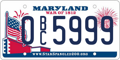 MD license plate 0BC5999