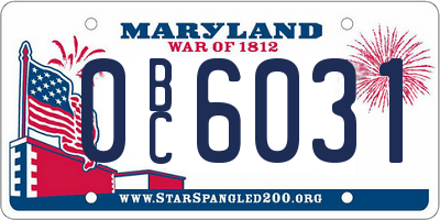 MD license plate 0BC6031