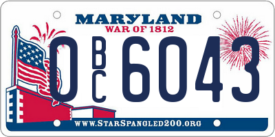 MD license plate 0BC6043