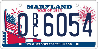 MD license plate 0BC6054